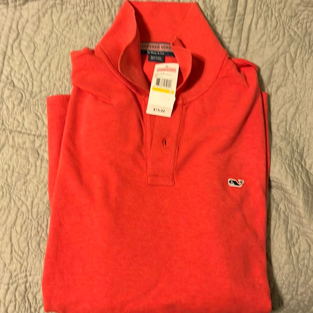 Vineyard Vines, red velvet, long sleeve pique polo